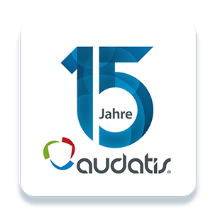 15 Jahre audatis Jubiläumslogo Logo 15 Jahre audatis